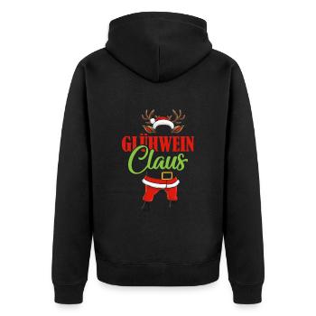 Weihnachtsmarkt GLÜHWEIN CLAUS Lustiges Santa - Unisex Premium Bio Zip Hoodie - Schwarz - Hinten - Nico (187cm)