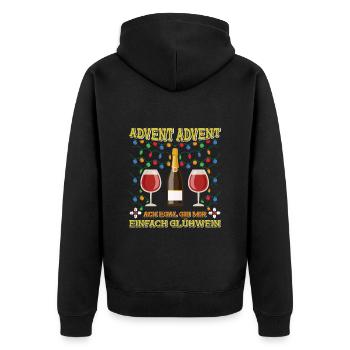 ADVENT ADVENT ACH EGAL GIB MIR GLÜHWEIN Lustiges - Unisex Premium Bio Zip Hoodie - Schwarz - Hinten - Nico (187cm)