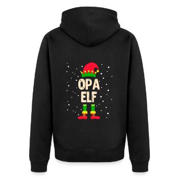 OPA ELF Großvater Weihnachten Opi Elfen - Unisex Premium Bio Zip Hoodie - Schwarz - Hinten - Nico (187cm)