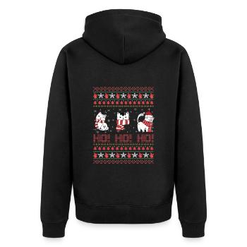 Drôle Ho Ho Ho Cat Noël laid - Veste à capuche bio Premium Unisexe - noir - Dos - Nico (187cm)