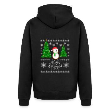 Merry Christmas Snowman Funny Ugly Christmas - Unisex Premium Organic Zip Hoodie - black - Back - Nico (187cm)