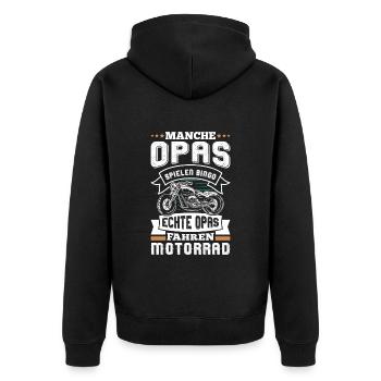 Opi MANCHE OPAS SPIELEN BINGO ECHTE OPAS FAHREN - Unisex Premium Bio Zip Hoodie - Schwarz - Hinten - Nico (187cm)