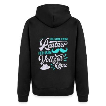 Großvater BIN KEIN RENTNER BIN VOLLZEIT OPA Lustig - Unisex Premium Bio Zip Hoodie - Schwarz - Hinten - Nico (187cm)