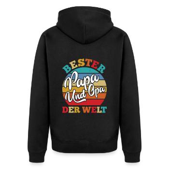 Großvater BESTER PAPA UND OPA DER WELT Opi - Unisex Premium Bio Zip Hoodie - Schwarz - Hinten - Nico (187cm)