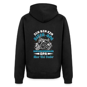 Opi BIN EIN BIKER OPA Lustiges Motorrad Fahrer - Unisex Premium Bio Zip Hoodie - Schwarz - Hinten - Nico (187cm)