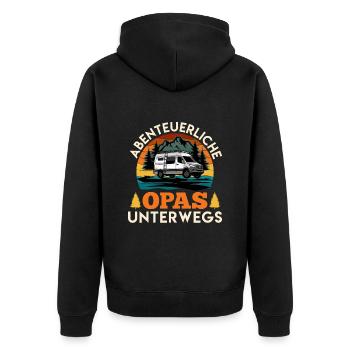 Camping ABENTEUERLICHE OPAS UNTERWEGS Lustiges - Unisex Premium Bio Zip Hoodie - Schwarz - Hinten - Nico (187cm)