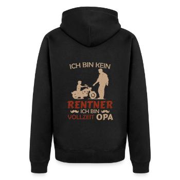 Rente BIN KEIN RENTNER BIN VOLLZEIT OPA - Unisex Premium Bio Zip Hoodie - Schwarz - Hinten - Nico (187cm)