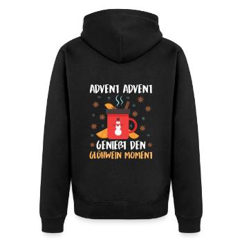 ADVENT ADVENT GENIEßE DEN MOMENT Lustiges - Unisex Premium Bio Zip Hoodie - Schwarz - Hinten - Nico (187cm)