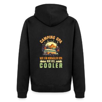 CAMPING OPA WIE EIN NORMALER OPA NUR COOLER - Unisex Premium Bio Zip Hoodie - Schwarz - Hinten - Nico (187cm)