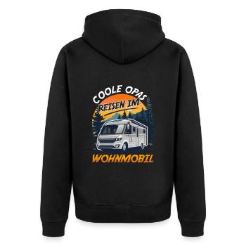 Opi COOLE OPAS REISEN IM WOHNMOBIL Lustiges - Unisex Premium Bio Zip Hoodie - Schwarz - Hinten - Nico (187cm)
