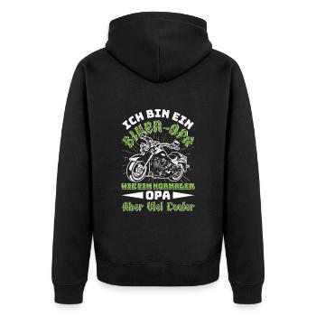 Opi BIN EIN BIKER OPA Lustiges Motorrad Fahrer - Unisex Premium Bio Zip Hoodie - Schwarz - Hinten - Nico (187cm)