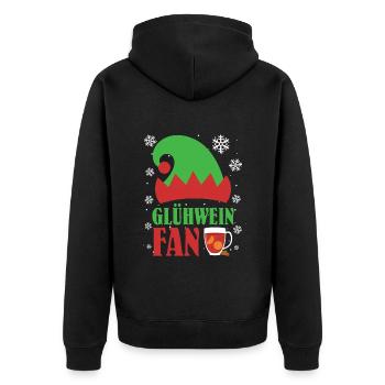 GLÜHWEIN FAN Glühweinstand Elfen Lustiges - Unisex Premium Bio Zip Hoodie - Schwarz - Hinten - Nico (187cm)