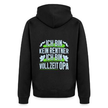 Großvater BIN KEIN RENTNER BIN VOLLZEIT OPA Lustig - Unisex Premium Bio Zip Hoodie - Schwarz - Hinten - Nico (187cm)
