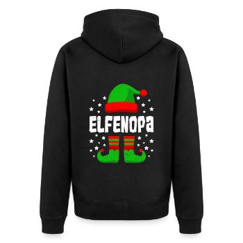 ELFEN OPA Lustiges Großvater Weihnachten Opi - Unisex Premium Bio Zip Hoodie - Schwarz - Hinten - Nico (187cm)