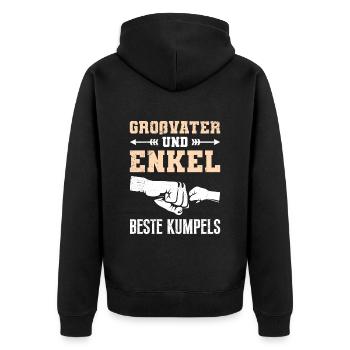 GROßVATER UND ENKEL BESTE KUMPELS Lustiges - Unisex Premium Bio Zip Hoodie - Schwarz - Hinten - Nico (187cm)