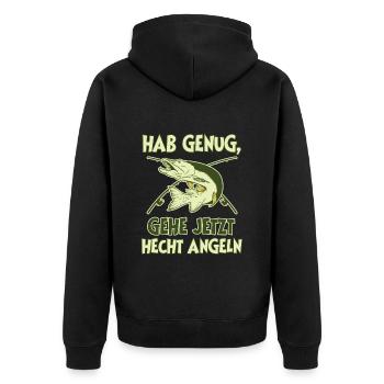 Angler HAB GENUG GEHE JETZT HECHT ANGELN Lustiges - Unisex Premium Bio Zip Hoodie - Schwarz - Hinten - Nico (187cm)
