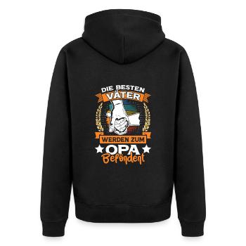 Opi DIE BESTEN VÄTER WERDEN ZUM OPA BEFÖRDERT - Unisex Premium Bio Zip Hoodie - Schwarz - Hinten - Nico (187cm)