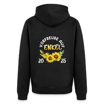 Großmutter VORFREUDE AUF ENKEL 2025 Oma - Unisex Premium Bio Zip Hoodie - Schwarz - Hinten - Nico (187cm)