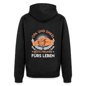 OPA UND ENKEL BESTE FREUNDE FÜRS LEBEN Opi - Unisex Premium Bio Zip Hoodie - Schwarz - Hinten - Nico (187cm)