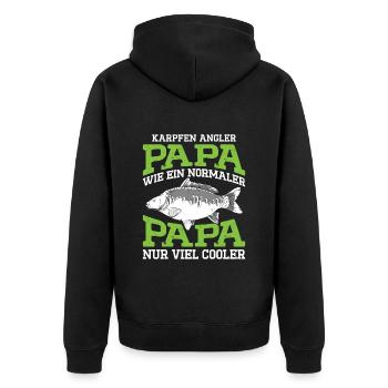 KARPFEN ANGLER PAPA WIE EIN NORMALER PAPA Lustiges - Unisex Premium Bio Zip Hoodie - Schwarz - Hinten - Nico (187cm)