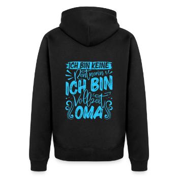 Großmutter BIN KEINE RENTNERIN BIN VOLLZEIT OMA - Unisex Premium Bio Zip Hoodie - Schwarz - Hinten - Nico (187cm)