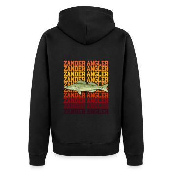 Angler Outfit ZANDER ANGLER Geburtstag Angeln - Unisex Premium Bio Zip Hoodie - Schwarz - Hinten - Nico (187cm)