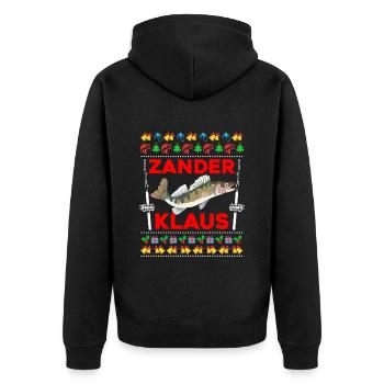 Lustiges Angler Outfit Weihnachten - Unisex Premium Bio Zip Hoodie - Schwarz - Hinten - Nico (187cm)