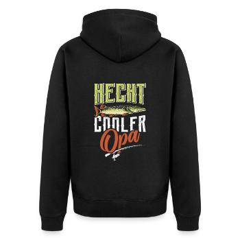 Angler Outfit HECHT COOLER OPA Lustiges Großvater - Unisex Premium Bio Zip Hoodie - Schwarz - Hinten - Nico (187cm)