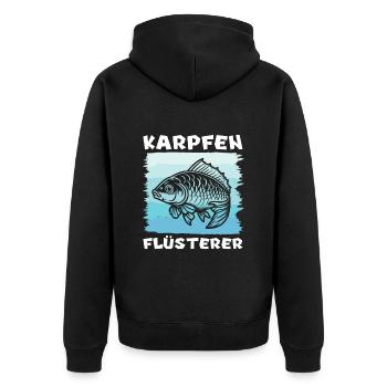 KARPFEN FLÜSTERER Lustiges Angler Geburtstags - Unisex Premium Bio Zip Hoodie - Schwarz - Hinten - Nico (187cm)