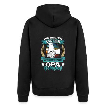 Opi DIE BESTEN VÄTER WERDEN ZUM OPA BEFÖRDERT - Unisex Premium Bio Zip Hoodie - Schwarz - Hinten - Nico (187cm)