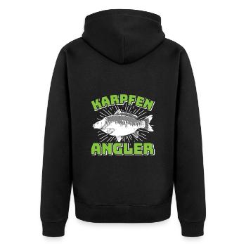 Angeln KARPFEN ANGLER Geburtstag Angeln - Unisex Premium Bio Zip Hoodie - Schwarz - Hinten - Nico (187cm)