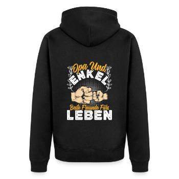 OPA UND ENKEL BESTE FREUNDE FÜRS LEBEN Opi - Unisex Premium Bio Zip Hoodie - Schwarz - Hinten - Nico (187cm)