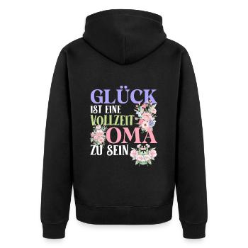 Omi GLÜCK IST EINE VOLLZEIT OMA ZU SEIN Geburtstag - Unisex Premium Bio Zip Hoodie - Schwarz - Hinten - Nico (187cm)
