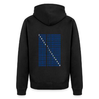Angler ZANDER FISCHERMANN Lustiges Angeln - Unisex Premium Bio Zip Hoodie - Schwarz - Hinten - Nico (187cm)