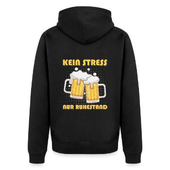 Rentner KEIN STRESS NUR RUHESTAND Lustiges - Unisex Premium Bio Zip Hoodie - Schwarz - Hinten - Nico (187cm)