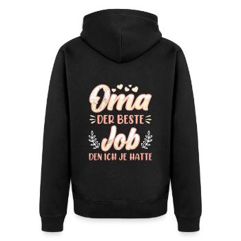 OMA DER BESTE JOB DEN ICH JE HATTE Lustiges - Unisex Premium Bio Zip Hoodie - Schwarz - Hinten - Nico (187cm)