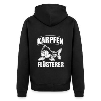 KARPFEN FLÜSTERER Lustiges Angler Geburtstags - Unisex Premium Bio Zip Hoodie - Schwarz - Hinten - Nico (187cm)