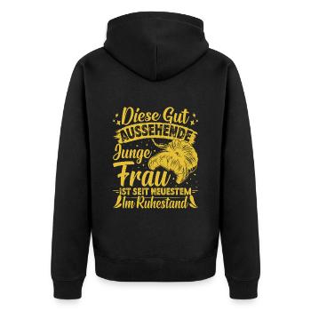 Rentnerin DIESE GUT AUSSEHENDE JUNGE FRAU IM - Unisex Premium Bio Zip Hoodie - Schwarz - Hinten - Nico (187cm)