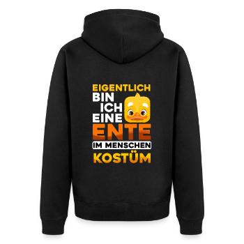 Fasching Party Enten DAS IST MEIN MENSCHEN KOSTÜM - Unisex Premium Bio Zip Hoodie - Schwarz - Hinten - Nico (187cm)