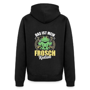 Karneval Party Frösche DAS IST MEIN FROSCHKOSTÜM - Unisex Premium Bio Zip Hoodie - Schwarz - Hinten - Nico (187cm)