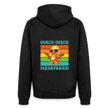 Karneval Köln QUACK QUACK MADAFAKAS Lustiges - Unisex Premium Bio Zip Hoodie - Schwarz - Hinten - Nico (187cm)