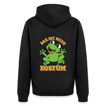 Karneval Party Frösche DAS IST MEIN FROSCHKOSTÜM - Unisex Premium Bio Zip Hoodie - Schwarz - Hinten - Nico (187cm)