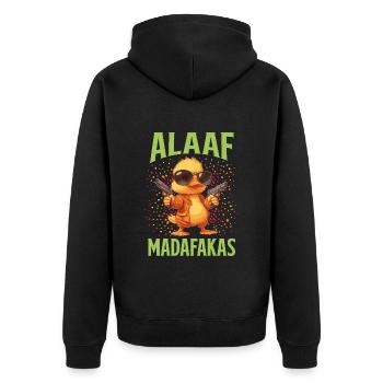 Karneval Party Köln ALAAF MADAFAKAS Lustiges - Unisex Premium Bio Zip Hoodie - Schwarz - Hinten - Nico (187cm)