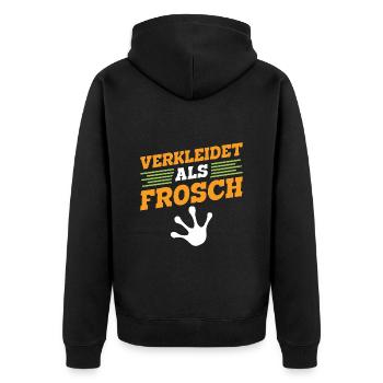 Faschingsparty VERKLEIDET ALS FROSCH Lustiges - Unisex Premium Bio Zip Hoodie - Schwarz - Hinten - Nico (187cm)