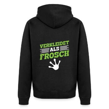 Faschingsparty VERKLEIDET ALS FROSCH Lustiges - Unisex Premium Bio Zip Hoodie - Schwarz - Hinten - Nico (187cm)