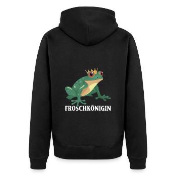 Karneval FROSCHKÖNIGIN Lustiges Frosch Kostüm - Unisex Premium Bio Zip Hoodie - Schwarz - Hinten - Nico (187cm)
