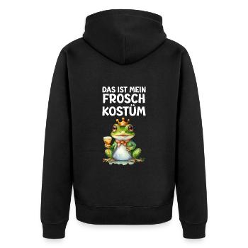 Froschkostüm DAS IST MEIN KOSTÜM Froschkönig - Unisex Premium Bio Zip Hoodie - Schwarz - Hinten - Nico (187cm)