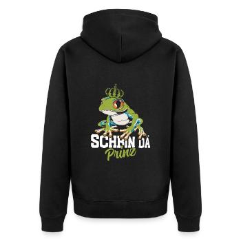 Karneval Kostüm Party SCHBIN DA PRINZ Lustiges - Unisex Premium Bio Zip Hoodie - Schwarz - Hinten - Nico (187cm)