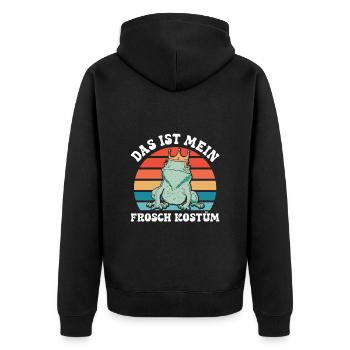 Karneval Party Frösche DAS IST MEIN FROSCHKOSTÜM - Unisex Premium Bio Zip Hoodie - Schwarz - Hinten - Nico (187cm)