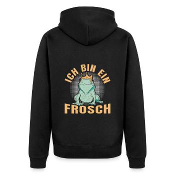 Karneval Party ICH BIN EIN FROSCH Lustiges - Unisex Premium Bio Zip Hoodie - Schwarz - Hinten - Nico (187cm)